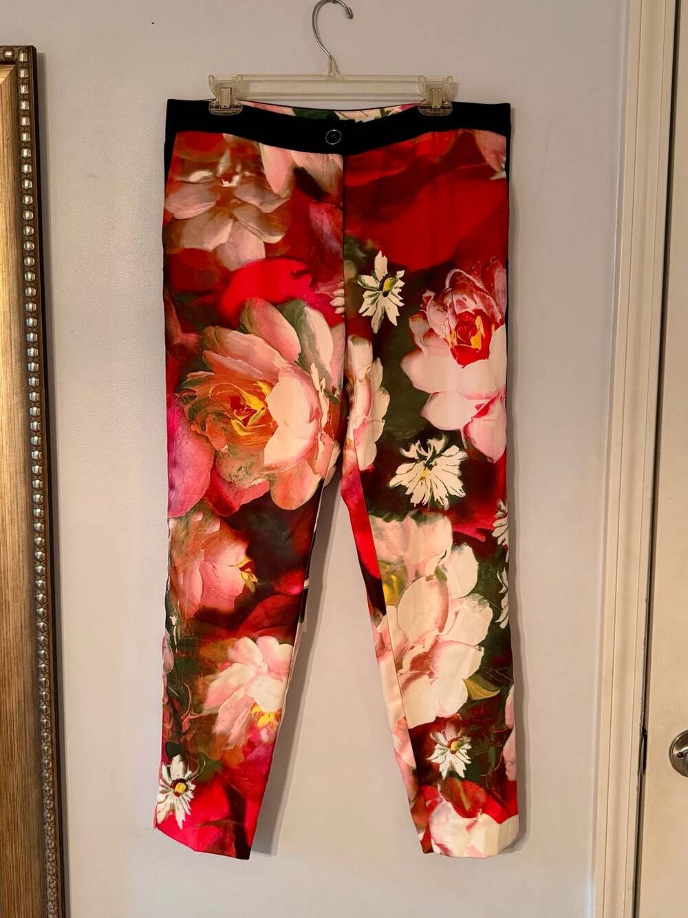 Quiet Luxury Romantic Floral Art Gallery Statement Pants